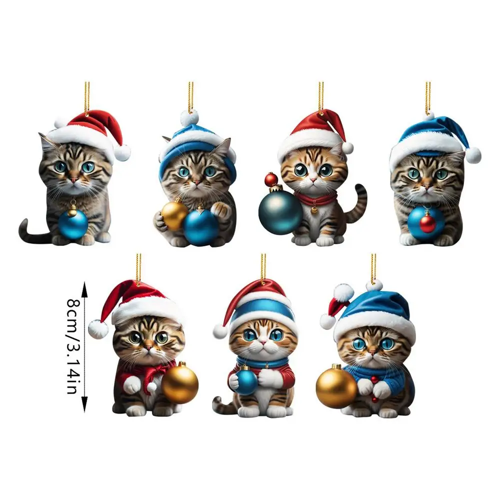 Description Picture 2 of item2D Funny Cat Christmas Tree Ornaments High Quality Flat Cat Hanging Ornament Adorable Festival Decoration For Indoor And Outdoor