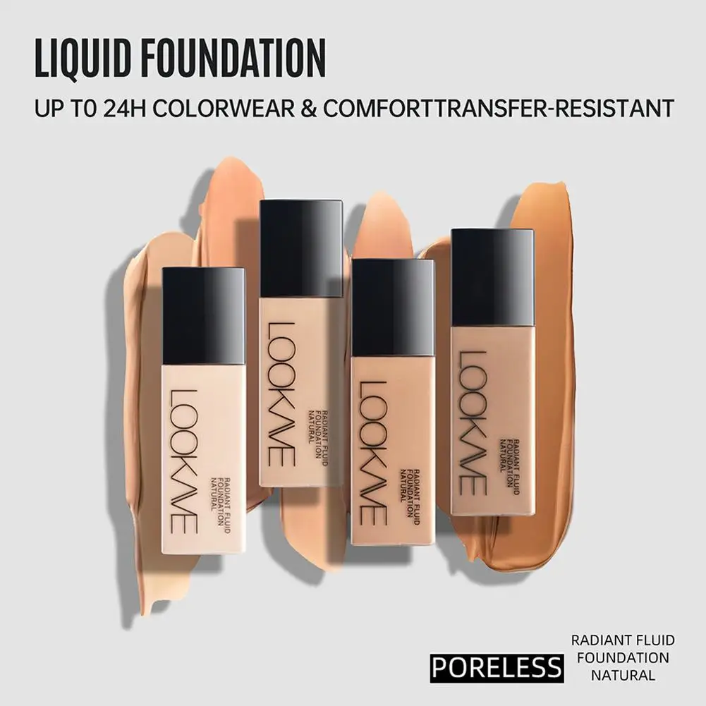 LOOKAVE Liquid Foundation Long Lasting Full Coverage Flawless Soft Matte Foundation Base Makeup Moisturizing Concealer CC Cream