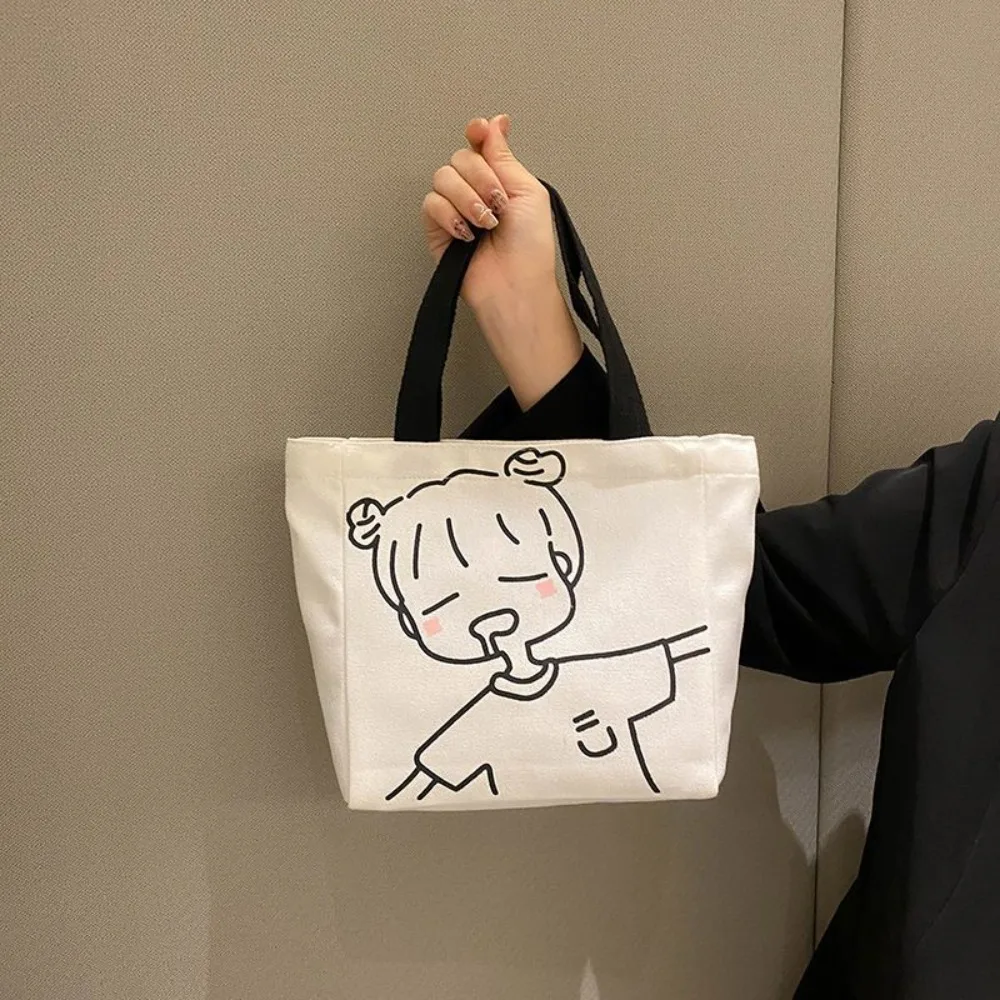 

Cartoon Canvas Tote Bag Fashion with Zipper Big Capacity Storage Bags Canvas Lunch Bag Travel