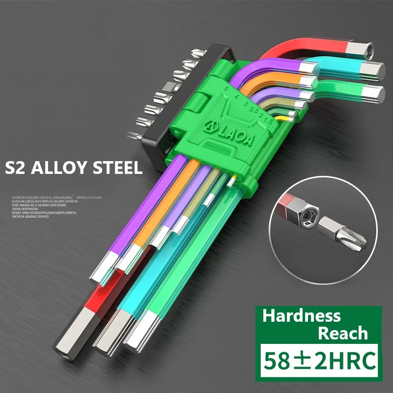 Description Picture 6 of itemLAOA 17PCS Inner Hex Wrench Set Flat Head Hexagon Combination Screwdriver Bits Lenghthen Ball Head Colorful Hexagonal Spanner