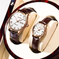OLEVS Lover's Watches for Men and Women Fashion Automatic Mechanical Wristwatch Waterproof Date Rose Gold Couple Watch gift
