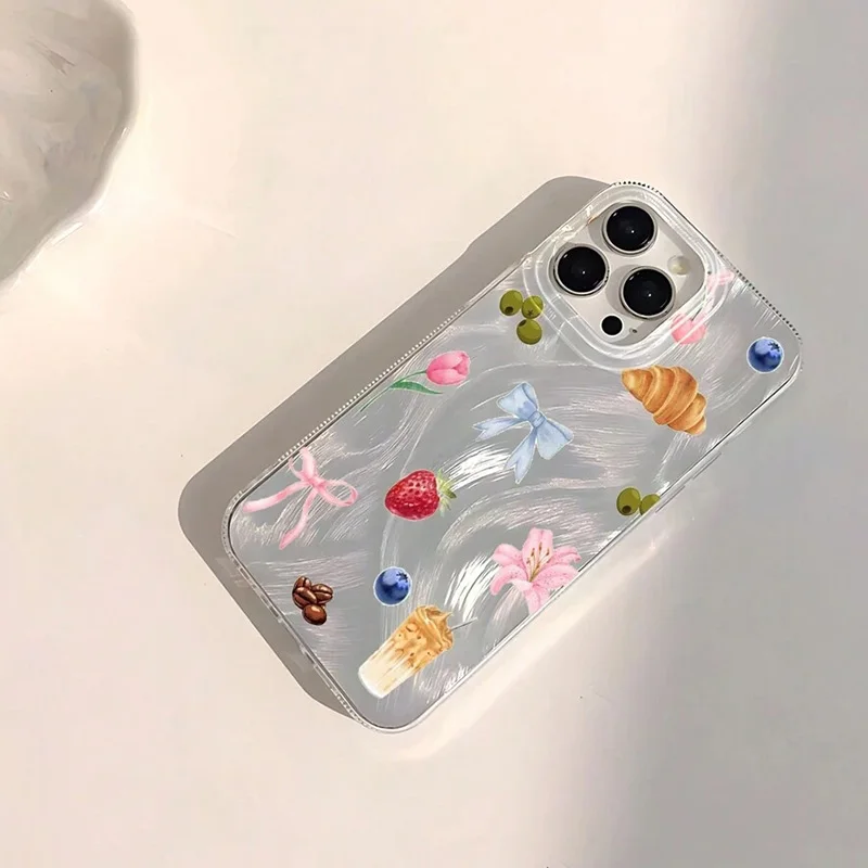 Chic Beaded Heart & Flower Pattern Phone Case Cover