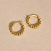 Circle Twisted Rope Hoops, Women's Huggie Earring, Stainless Steel Jewelry Waterproof 1
