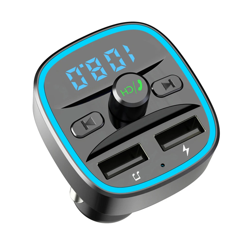 Classic Texture Portable Car Bluetooth-compatible 5.0 FM Modulator Transmitter Practical Multi-functional Charger MP3