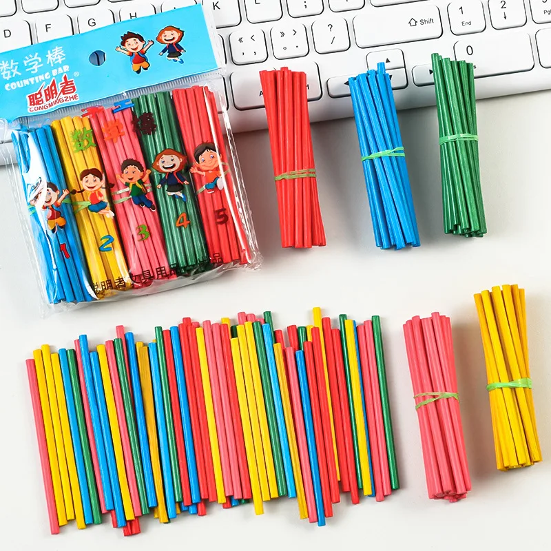 Wooden Math Teaching Toys 100Pcs/set Children Arithmetic Wooden Math Stick Teaching Aid Mathematics Calculation Enlightenment Knowledge Educational Toys