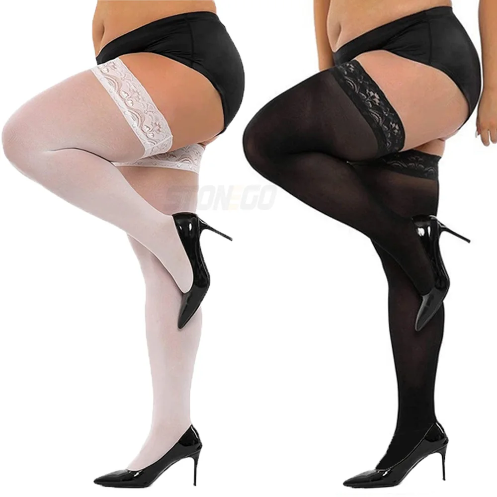 Lace thigh high stockings plus big size for women