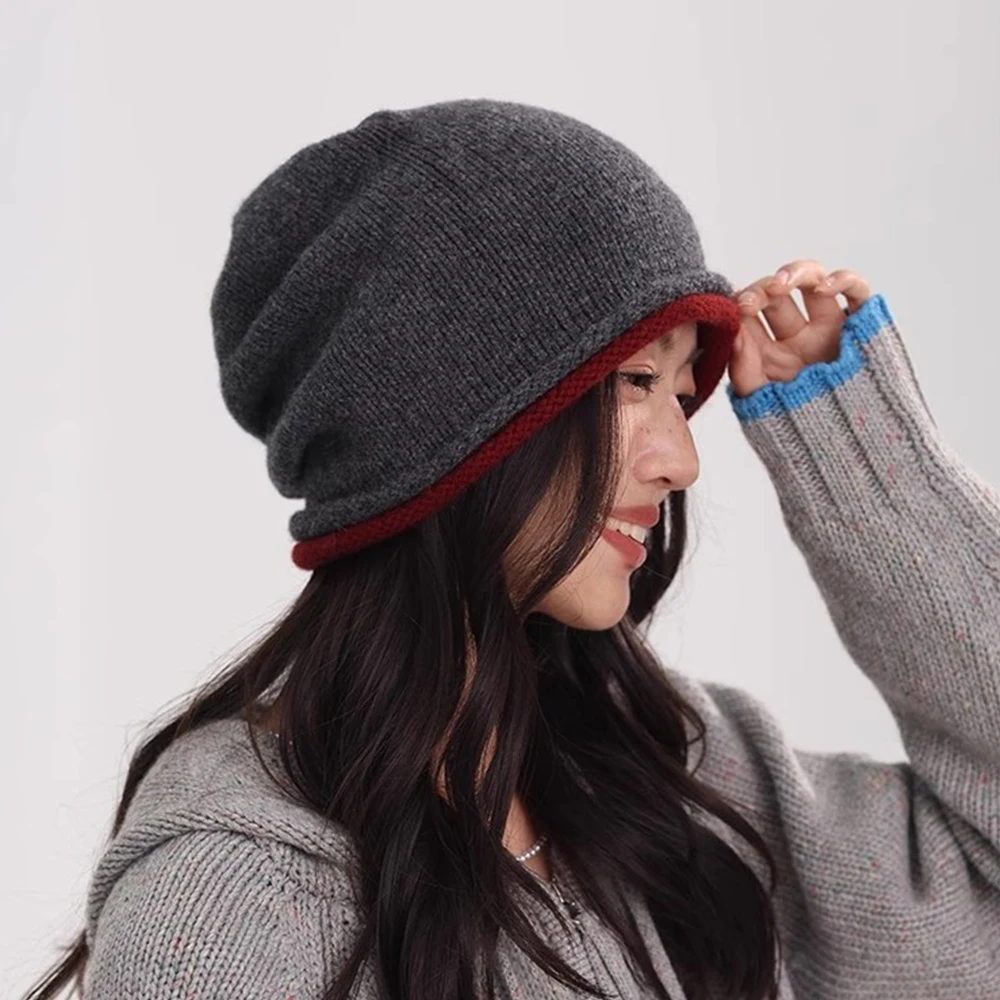 2025 Winter Unisex 100% wool Hats Outdoor Casual Keep Warm Solid Color Cashmere Knitted Beanie Hat Women /Men Skullies Caps