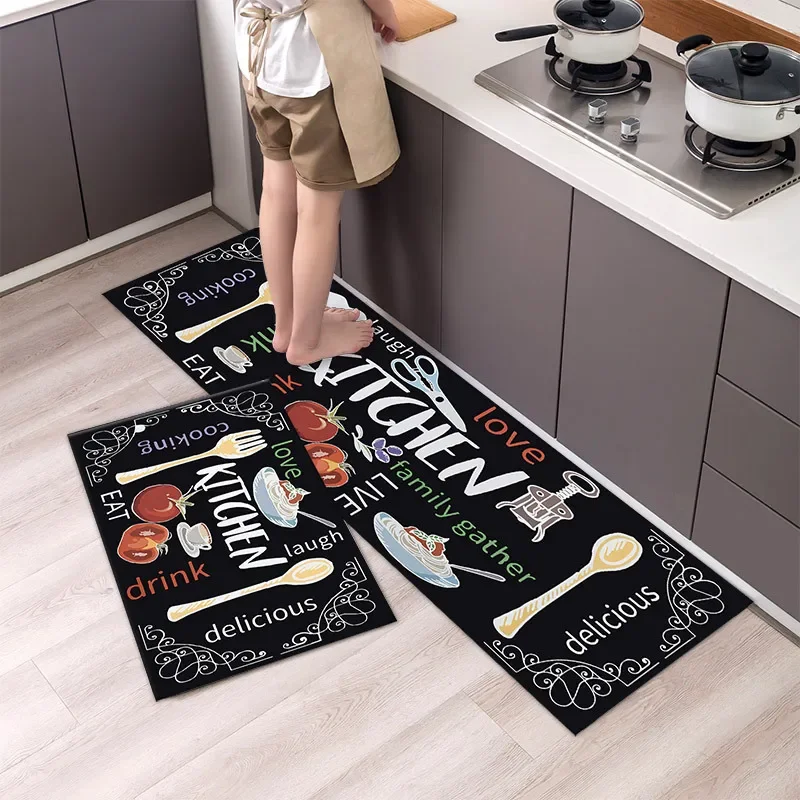 Floor Mat Shaggy Rugs Anti Fatigue Kitchen Rug Set of 2 Non Slip Cushioned for Floor
