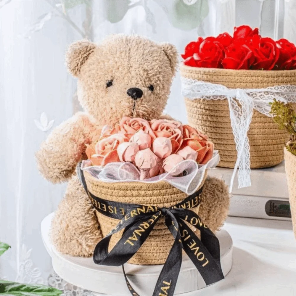 Nordic Style Flower Pot Basket Handmade Decorative Weaving Planter Modern Cotton Rope Woven Basket Home Decoration