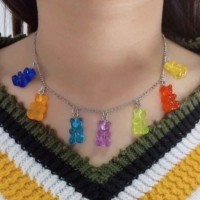 Colorful Gummy Bear Pendant Charms for Necklace Bracelet Diy Earrings Jewelry Bears Valentine's Day Gift jewelry charms resin charms animal charms fashion jewelry accessories 10/50Pcs 2.1*1.1cm