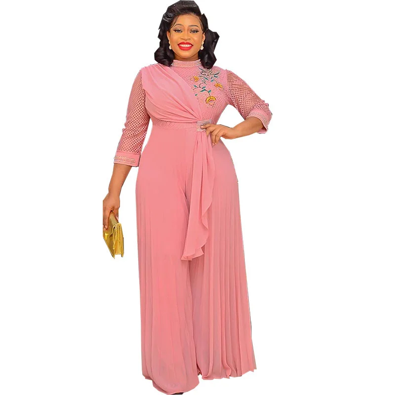 

African Jumpsuit for Women Autumn Spring African Women Long Sleeve White Black O-neck Long Jumpsuit African Clothes Women