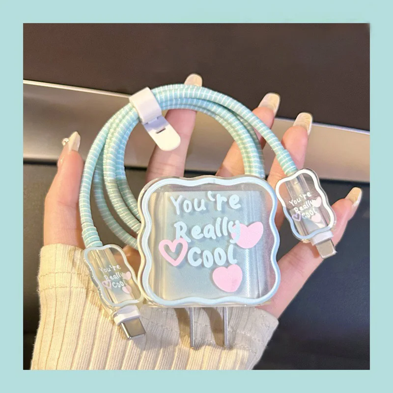 جراب حماية لطيف للشحن لـ iPhone ، واقي شاحن ، منظم...