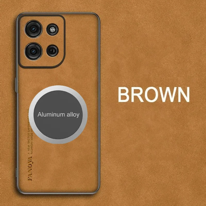 Sheepskin Leather Magnetic Car Mount Phone Case with TPU Protection