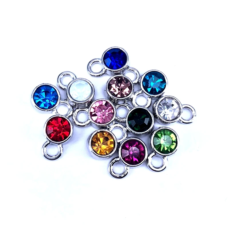 72 sztuk kolorowe 10*7mm Birthstone kryształ Birthstone Charms pływające amulety dla Handmade biżuteria na urodziny Diy akcesoria C004