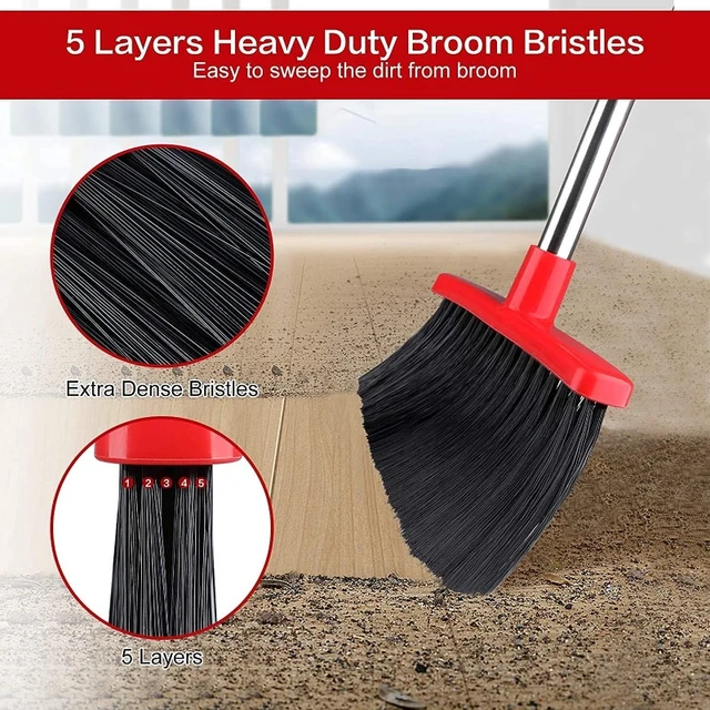 Broom and Dustpan Set for Home, Broom and Dustpan Combo for Office, Long  Handle Broom with Upright Standing Dustpan,Indoor&Outdoor Sweeping