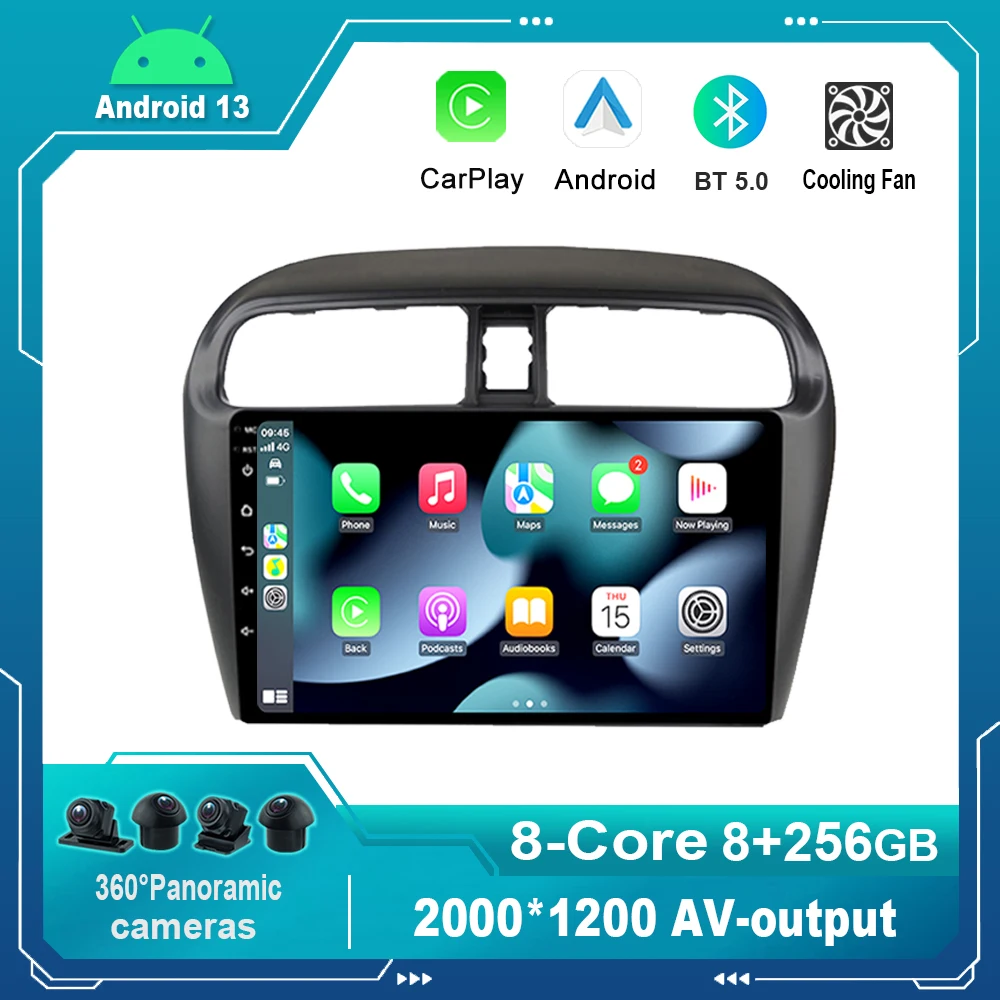 

9 Inch Android 13.0 Car Radio Multimedia Video Player Navigation For Mitsubishi Mirage Attrage 2012 -2018 No 2din 2 din dvd