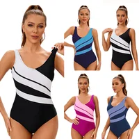 Seamless One-Piece Swimsuit  Sexy Cutout Block Colors Sport Swimwear for Woman Lady Bathingsuit
