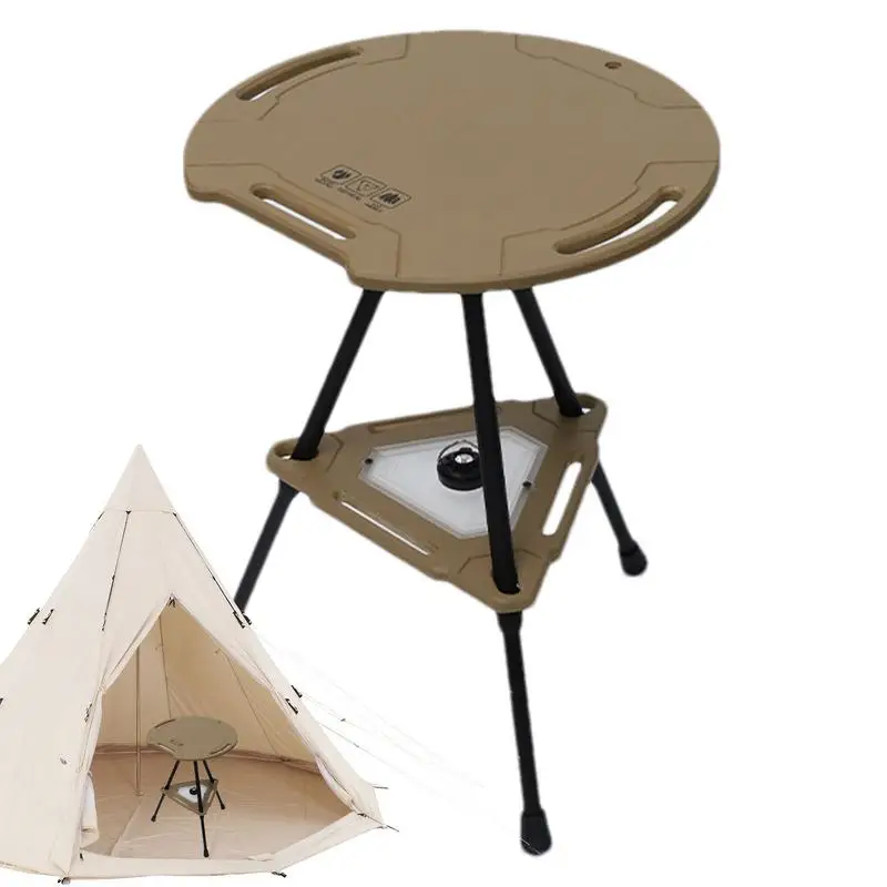 

Small Round Camping Table Foldable Camp Desk Portable Camping Lightweight Desk With Lifting Function Round For BBQ Camping