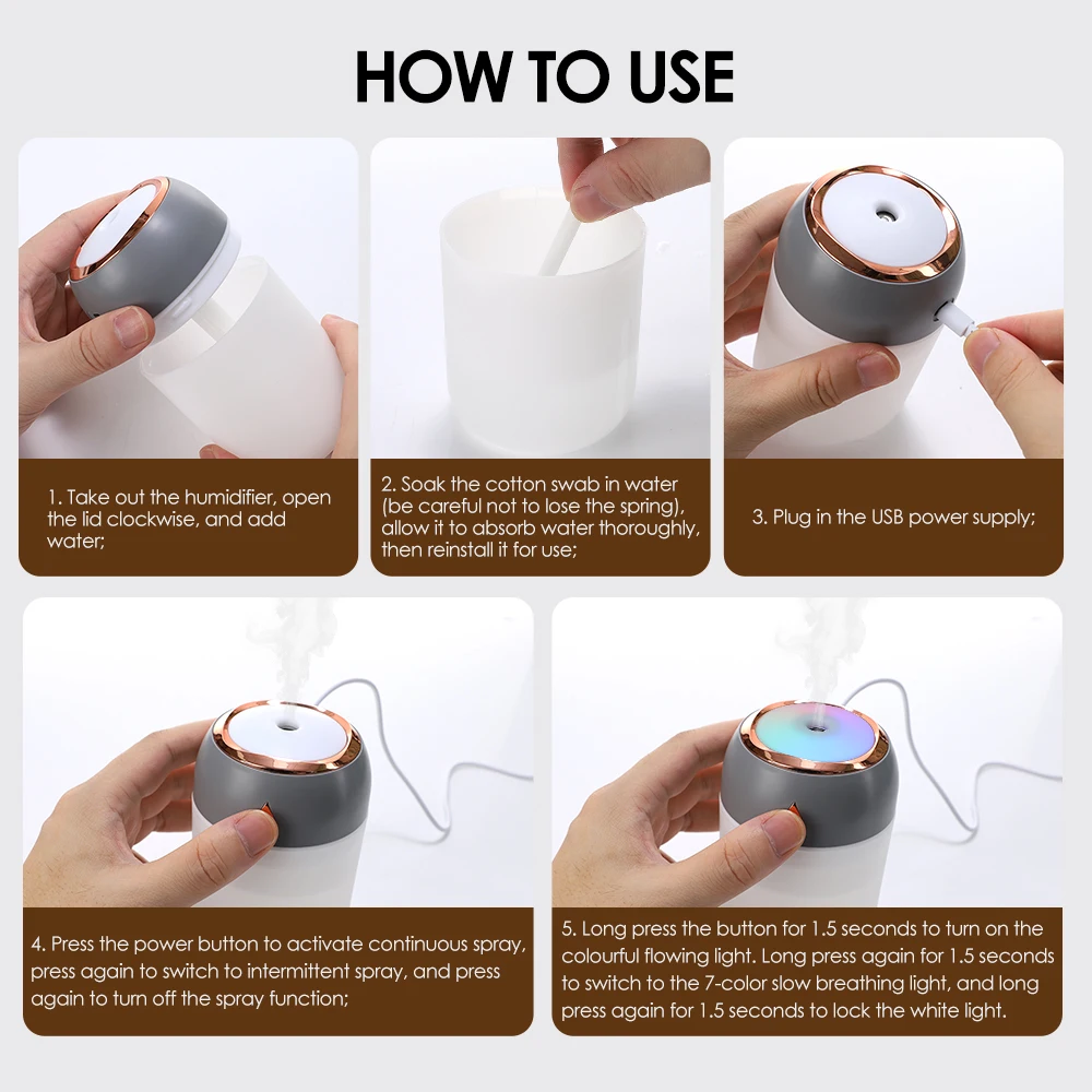 Air Humidifier Cool Mist Aroma Diffuser Portable 600ml Electric Air Humidifier Diffuser USB Humidificador For Home Office Sc538f29af9a3407fb9cc4145151566e00