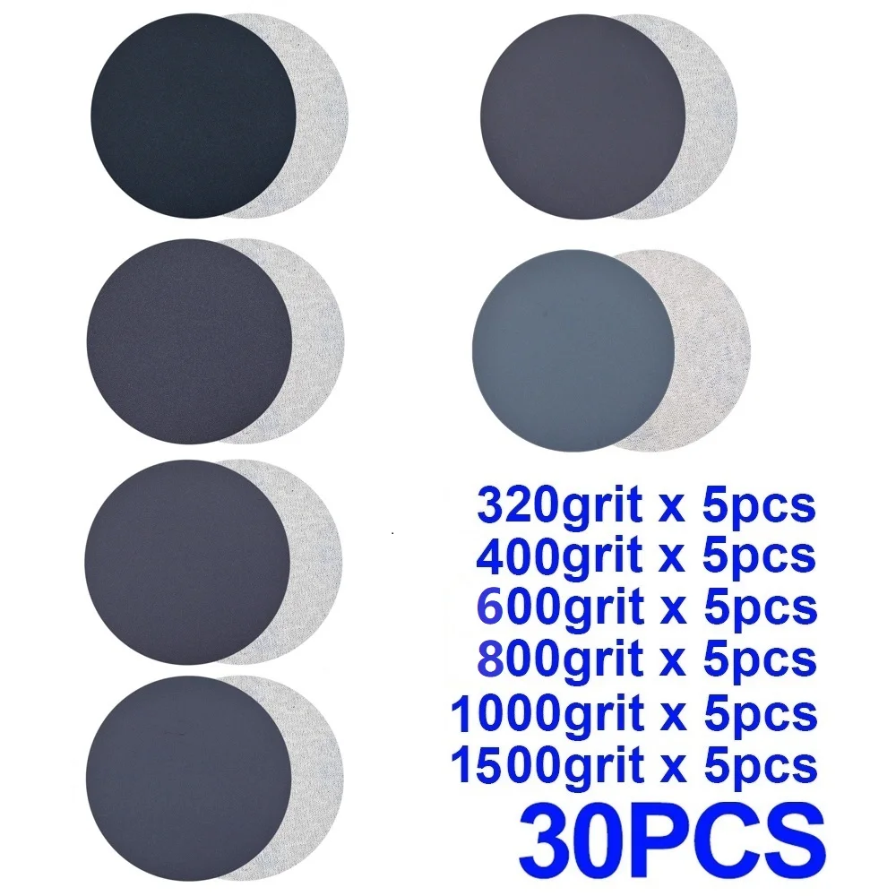 30-teiliges Schleifpapier-Set aus Siliziumkarbid, Nass-/Trocken-Schleifpapier, 7,6 cm, 75 mm Polier-Schleifscheiben, Körnung 320/400/600/800/1000/1500 – Detail 7