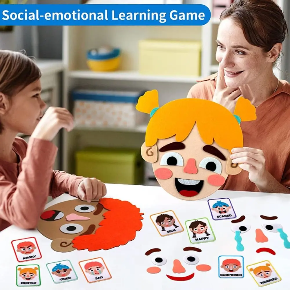 

Emotions Change Felt Board Story Early Learning Supplies DIY Facial Expressions Puzzle Preschool Montessori Toys for Kids