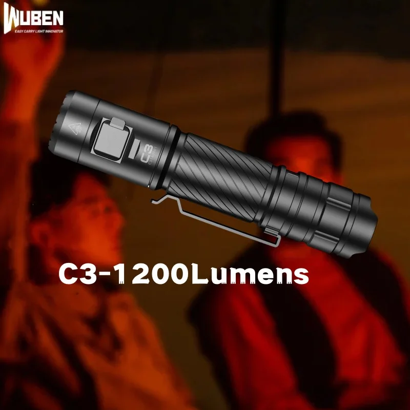 WUBEN C3 Flashlight Hard Light 1200Lumens Type-C Rechargeable With