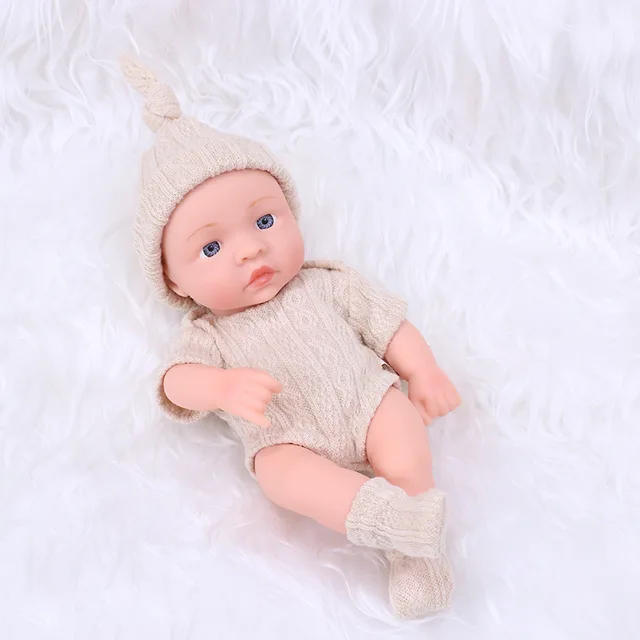 20CM Reborn Baby Doll Toddler Real Soft Touch Mini Soft and Full Body Silicone Reborn Toddler Doll lifelike Newborn Doll Toys - open-sweaterKH