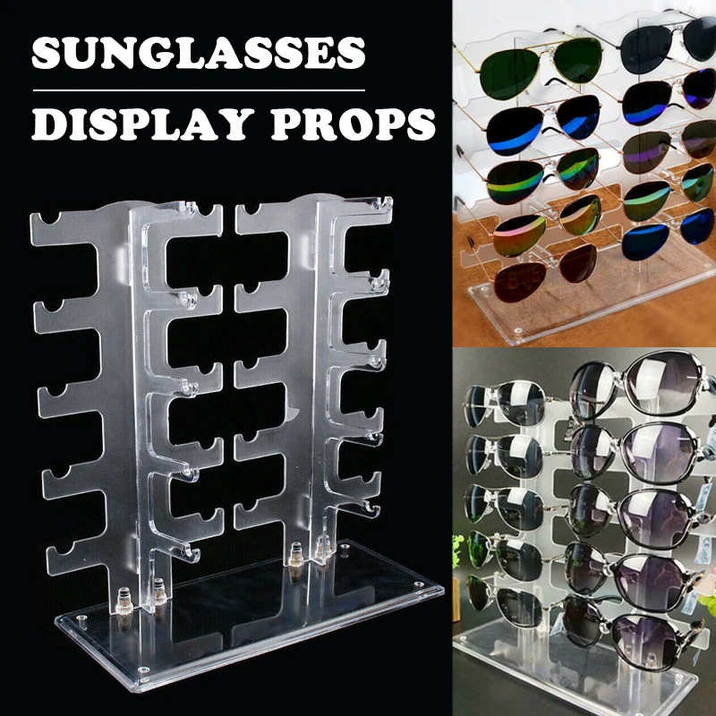 

Sunglasses Display Rack Stand Acrylic Eyeglasses Holder Rack Organizer 10-pair Glasses Display Stands