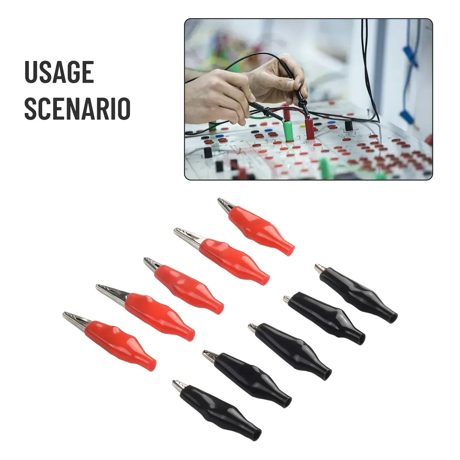 10pcs Insulated Crocodile Clips Electrical Battery Connectors 5A Clamps Clamps For Electrical Multimeter