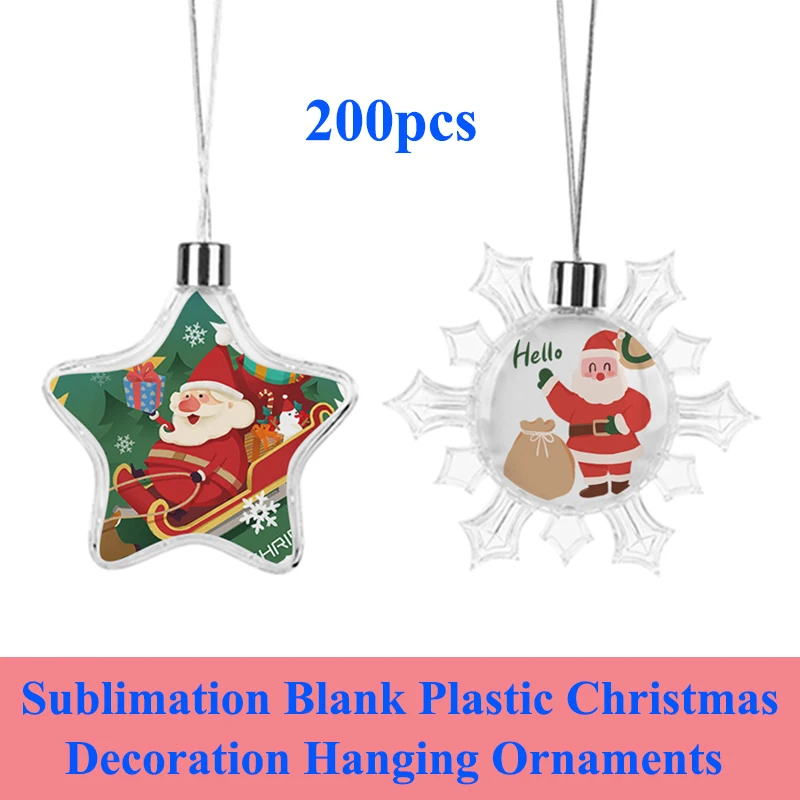 

CALCA 200pcs 3.54" x 3.74" Christmas Sublimation Clear Plastic Ornaments Christmas Tree Decoration Hanging Ornaments DIY Gifts