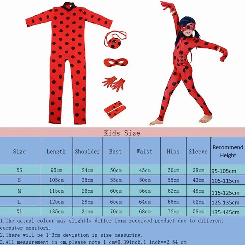 Christmas Child Bug Costume for Girls-Red Dress Up Jumpsuit Mask Bag Easter Marinette Cosplay Costumes Party Little Beetle Suits cosplay costume kids girls dress