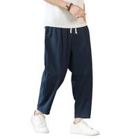 Pantalon en coton et lin pour homme, décontracté, solide, respirant, streetwear, droit, proximité, wstring, baggy, léger, sport, nouveau 2