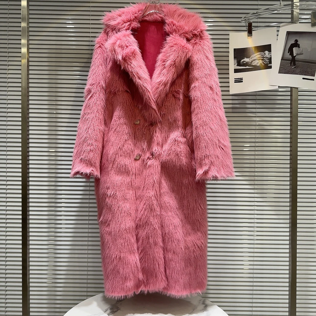 Hot Girl Style Long Faux Fur Trench Coat Women 2023 Fall Winter New Suit Collar Environmental Protection Furry Jacket Female