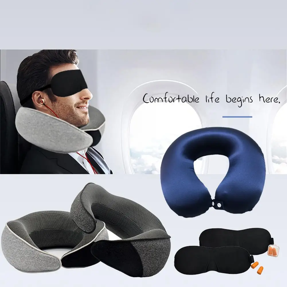 

U-shaped Neck Pillow Portable Memory Cotton Silk Car Air Airplane Textile Permeability Office Pillow Nap Cervical Products S3J1