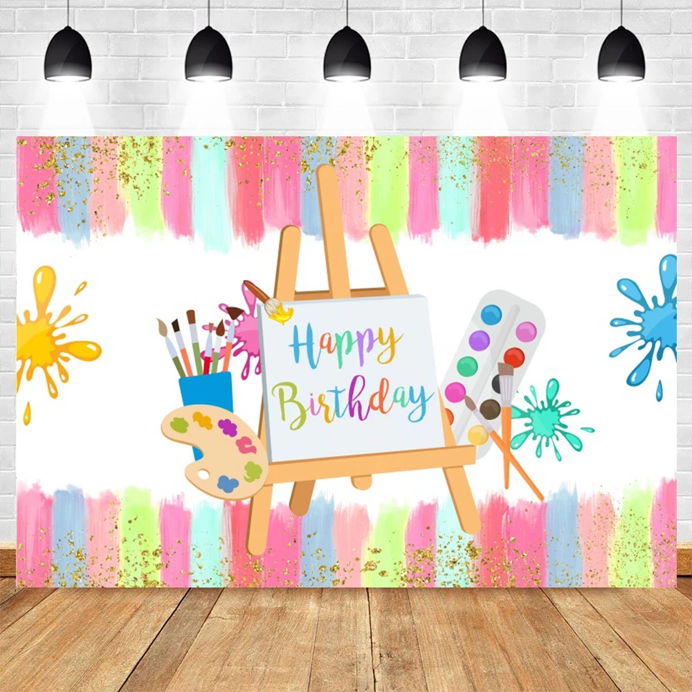 Let's Paint Theme Slime Party Photography Backdrop Watercolor Graffiti Kid Artist Birthday Party Art Painting Photo Backgrounds