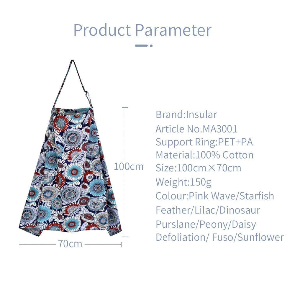 Insular Mother Outing Breastfeeding Towel Cotton Baby Feeding Nursing Covers Printed Anti-glare Nursing Cloth 100cm*70cm