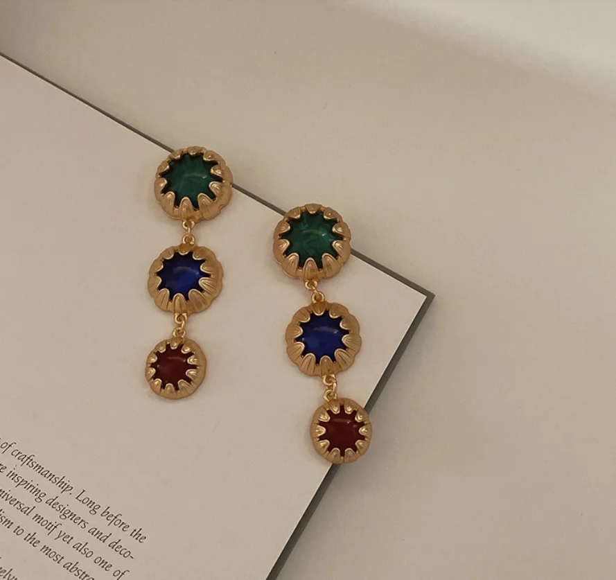 2022 new trend S925 silver needle Vintage copper bonded acrylic Earrings for women Fashion Jewelry