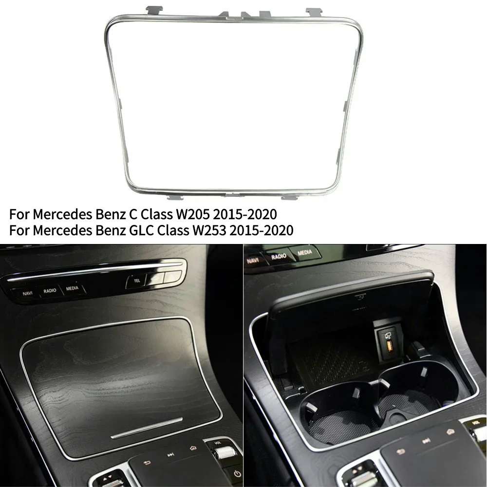 Car Centre Console Ashtray Cup Holder Strip Trim Chrome Frame Water Cup Holder For Mercedes Benz C GLC Class W205 W253 2015-2020