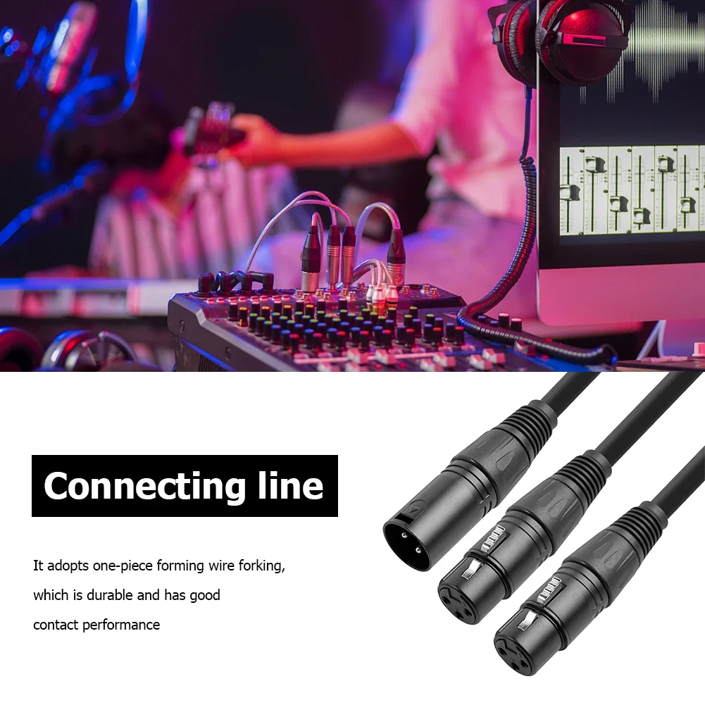 50cm XLR Splitter Cable 3Pin XLR Male To Dual XLR Female Y-Splitter Cable 1 Male To 2 Female XLR Y Splitter XLR Y Splitter Cable
