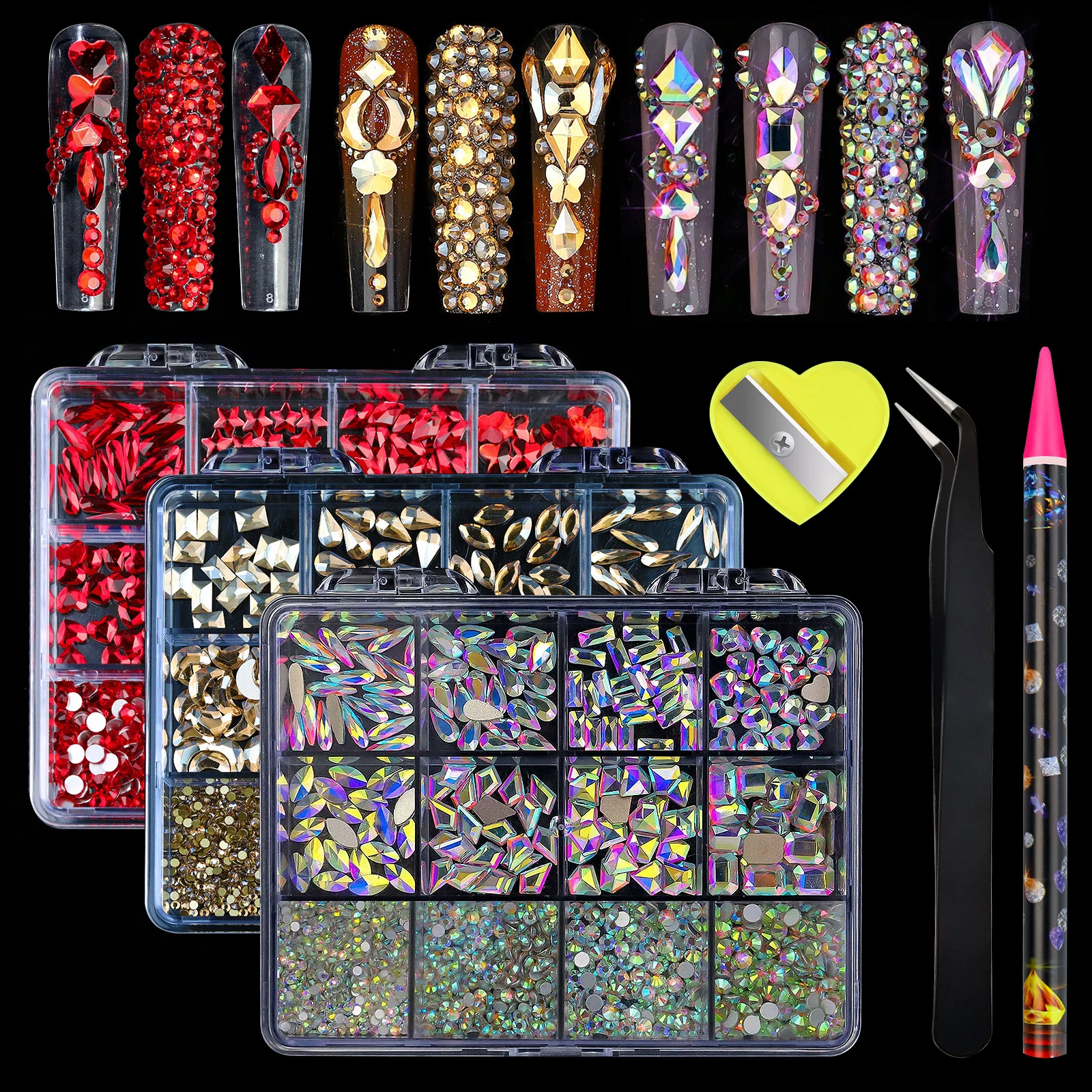 Worparsen Nagelcharms Aus Legierung – 10 Schmelzende Herz-Formen In Silber Für Nail Art & DIY