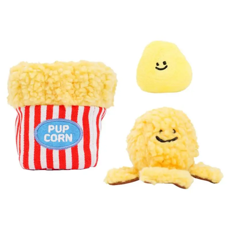 Nascondi E Cerca Giocattoli Per Cani Poped Corn Hide And Seek Peluche Squeaky Toy For Dogs Interactive Activity Puzzle Chew Fetch Treat Hiding