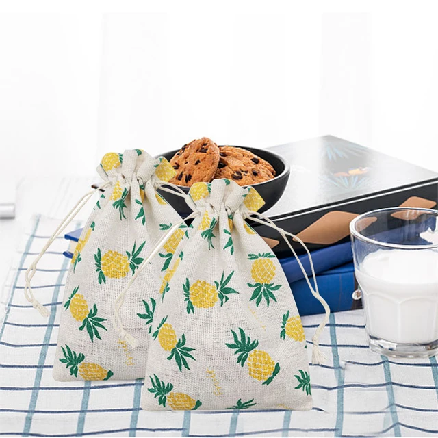 40 db Hawaii Mosható Party Kedvezményes Otthoni Ananászmintás Esküvői Vászon Ajándékcsomagolás Nyári Könnyű Húzózsák Hordozható - Image 4