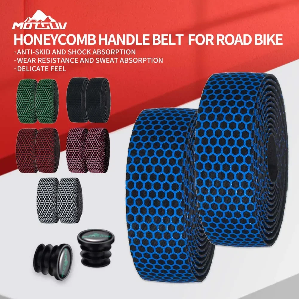 MOTSUV Road Bike Anti-slip Silica Gel EVA Shock Absorption Handlebar Tape Bar Cycling Wrap End Plug Bicycle Accessories Parts