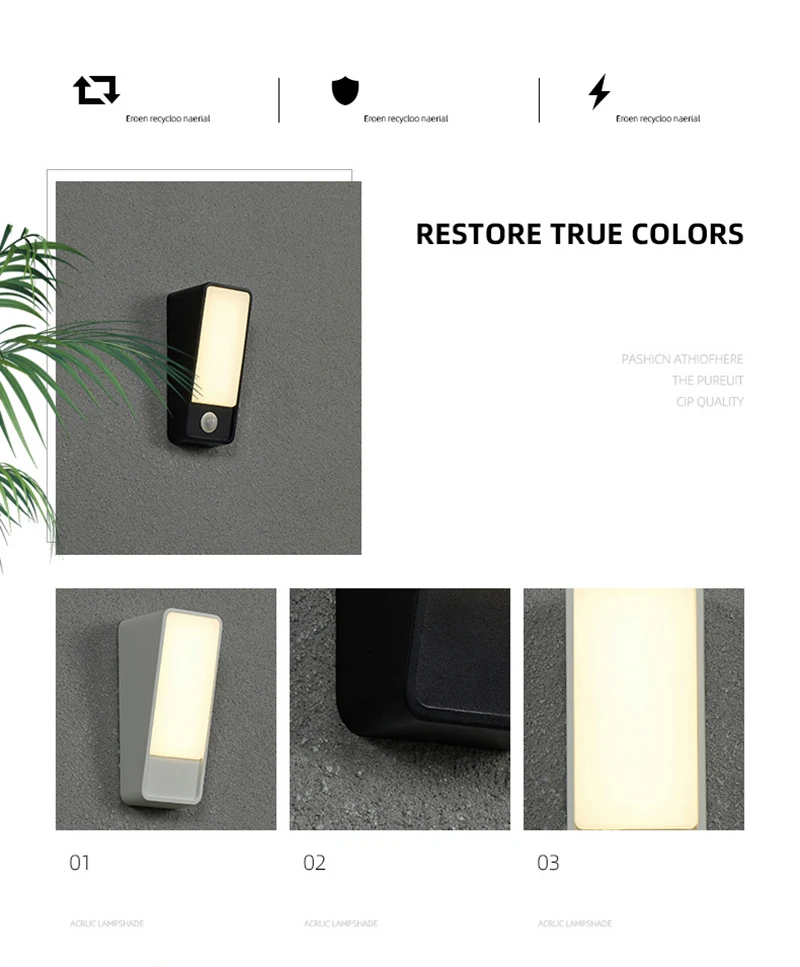 Description Picture 3 of itemOutdoor IP65 Waterroof Wall Lamp Motion Sensor Modern Wall Light Indoor Lighting Home Decor For Garden Stairways Bedroom Sconces