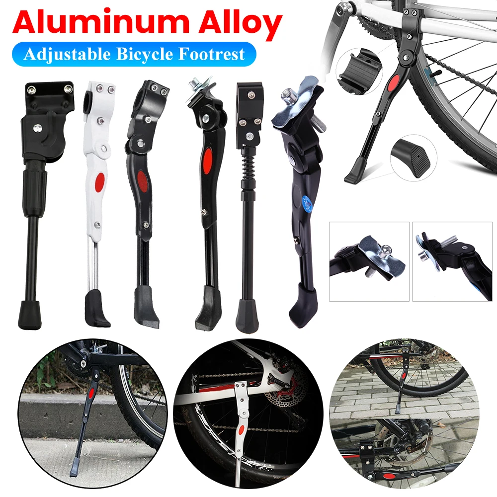 Bike Kickstand Adjustable Kick Stand Aluminium Alloy MTB Road Bike Parking Rack Support for 16inch 24inch 26inch Mountain Bike