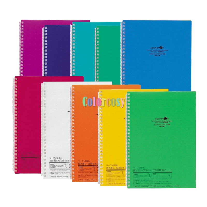 LihitLabAquaDropsTwistRingNotebookLooseLeafBinderA524Holes