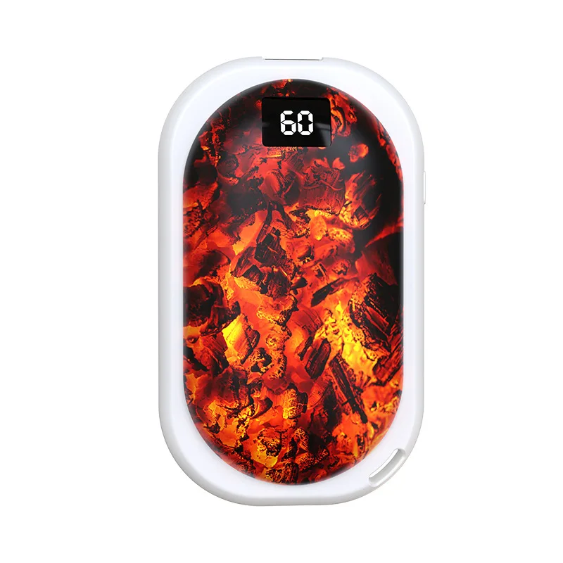 New Flame Hand Warmer Charging USB Mini Charcoal Fire Charging Large-Capacity Three-Speed Digital Display Hand Warmer