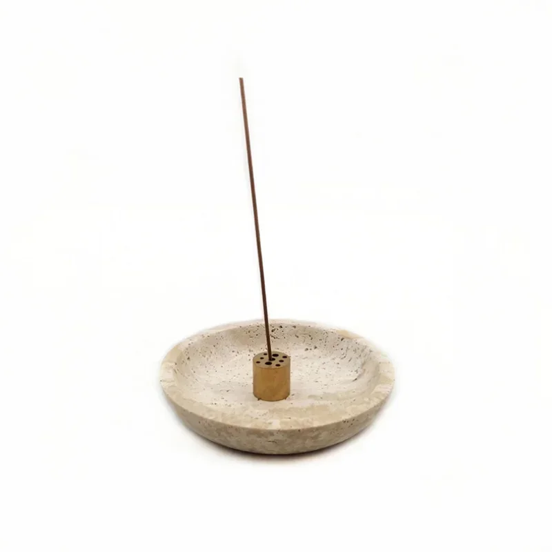 1pcs D12x2.5cm Natural Cave Stone Trinkets Jewelry Plate Marble Tray Aromatherapy Dessert Soap Travertine Vintage 2