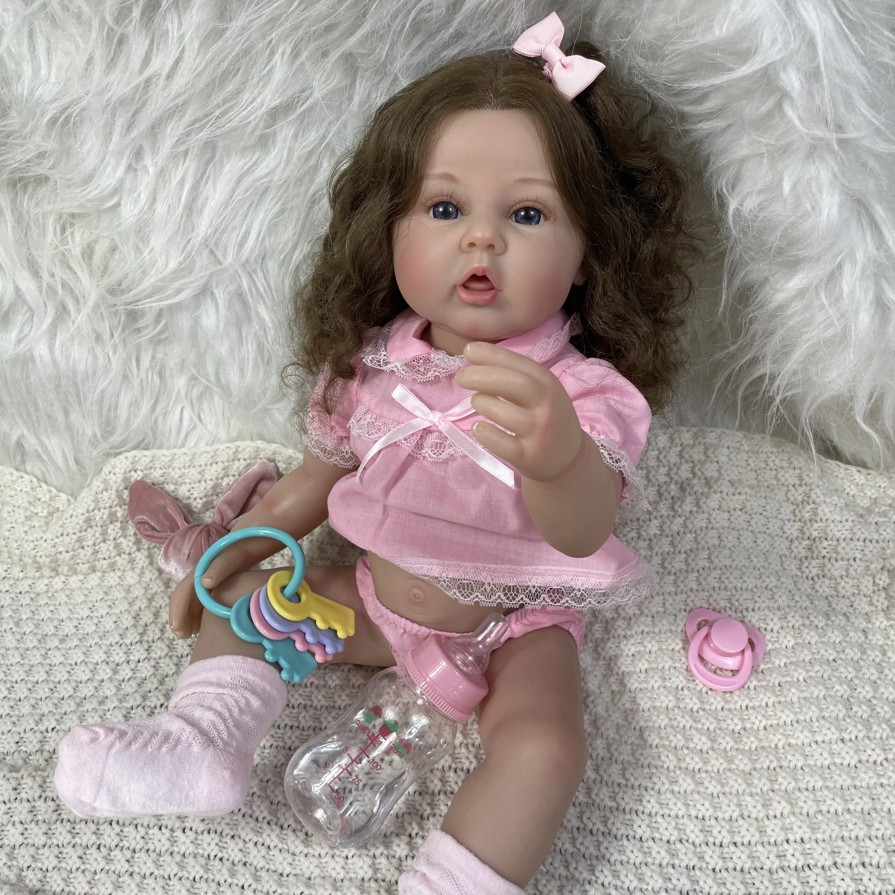 

55CM Full Vinyl Washable Body Already Painted Reborn Baby Doll Lovely Girl Lifelike Toddler Toy Figure Gifts