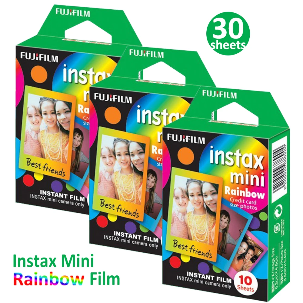 10/20/30/50 Fogli Pellicole Arcobaleno Per Fotocamera Istantanea Mini 12 9 11 8 Link 2 Stampante Classic Fujifilm Instax Mini Film Photo Paper